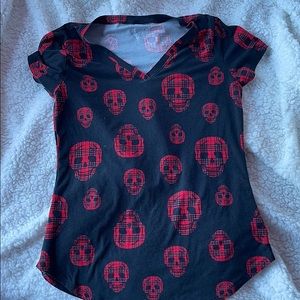 Plaid skull T-shirt